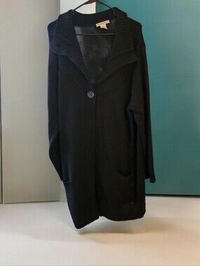 Black  Knit Coatigan - Women's Long Button Cardigan□ EUC ■ Final Price